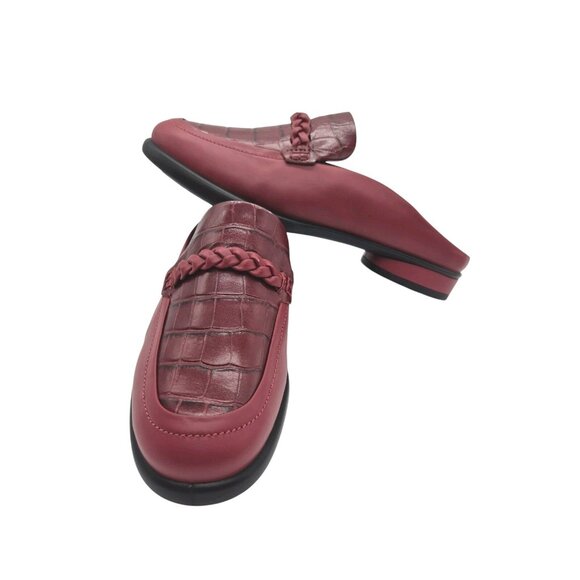 ECCO Women's Shoes Mules  Size 8 8.5 US 39 EU  Red Leather Croc Embossed (313 - Picture 1 of 12